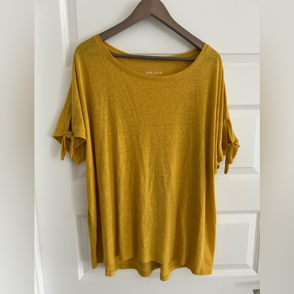 Ava and Viv Linen Top Yellow Size 2X